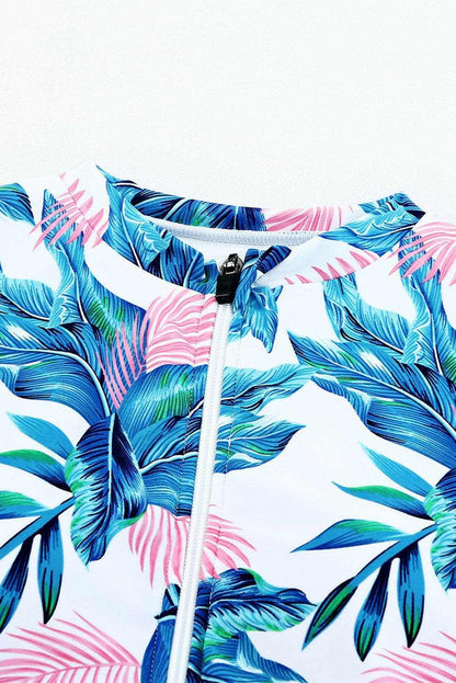 Chic half sleeve one-piece swimsuit 