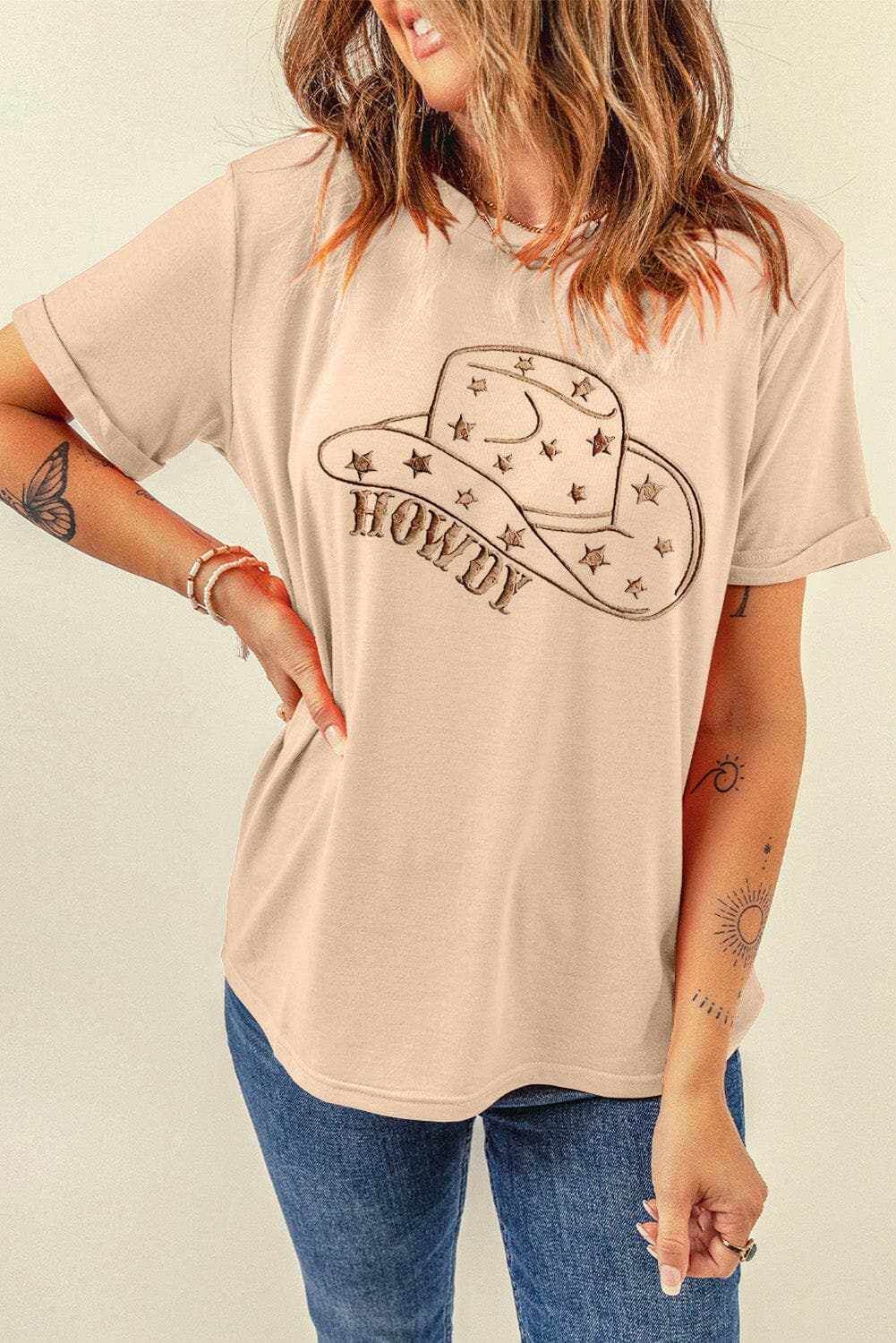 Chic hat graphic tee for casual wear - Love Salve 