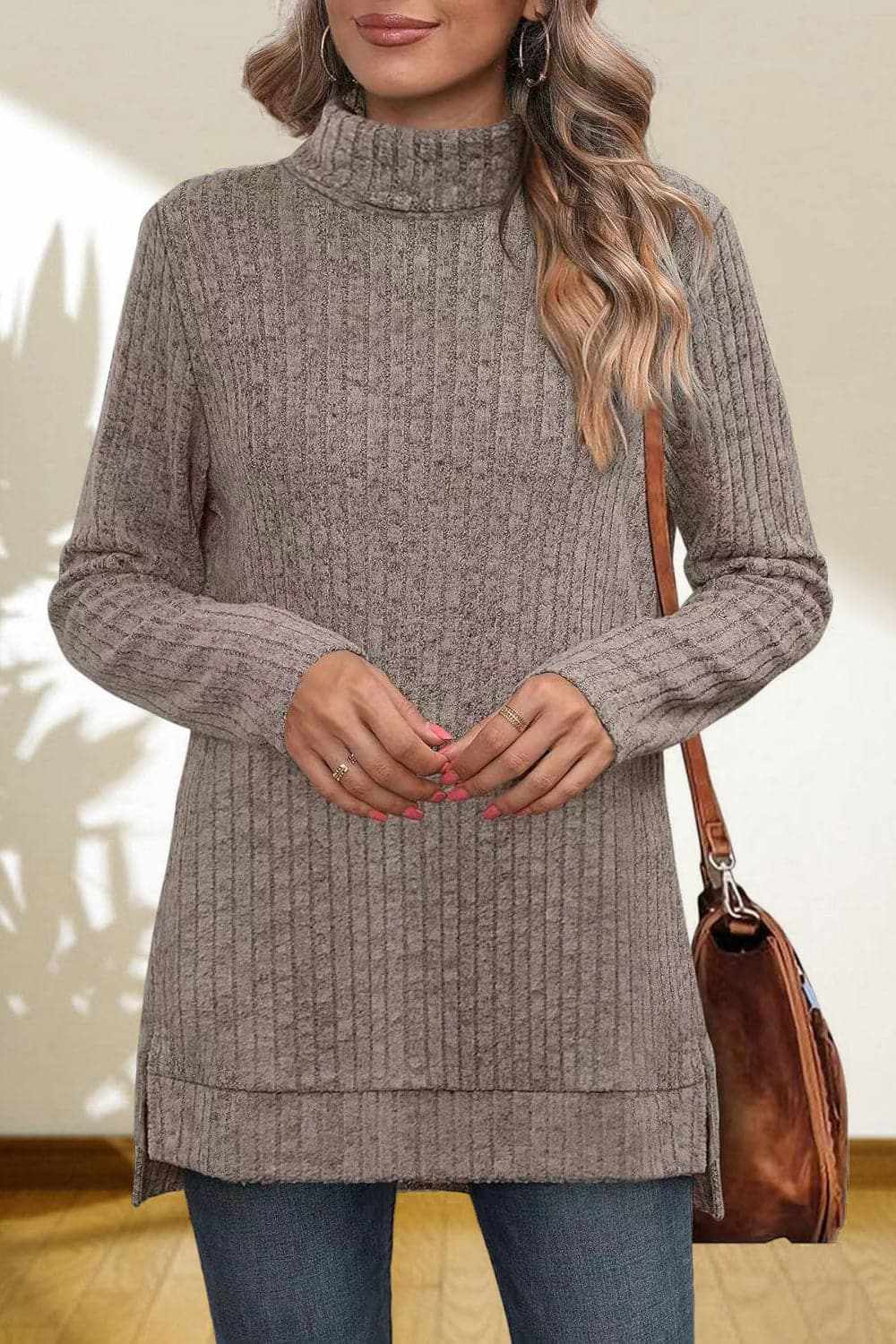 Chic high-low turtleneck top - Love Salve 