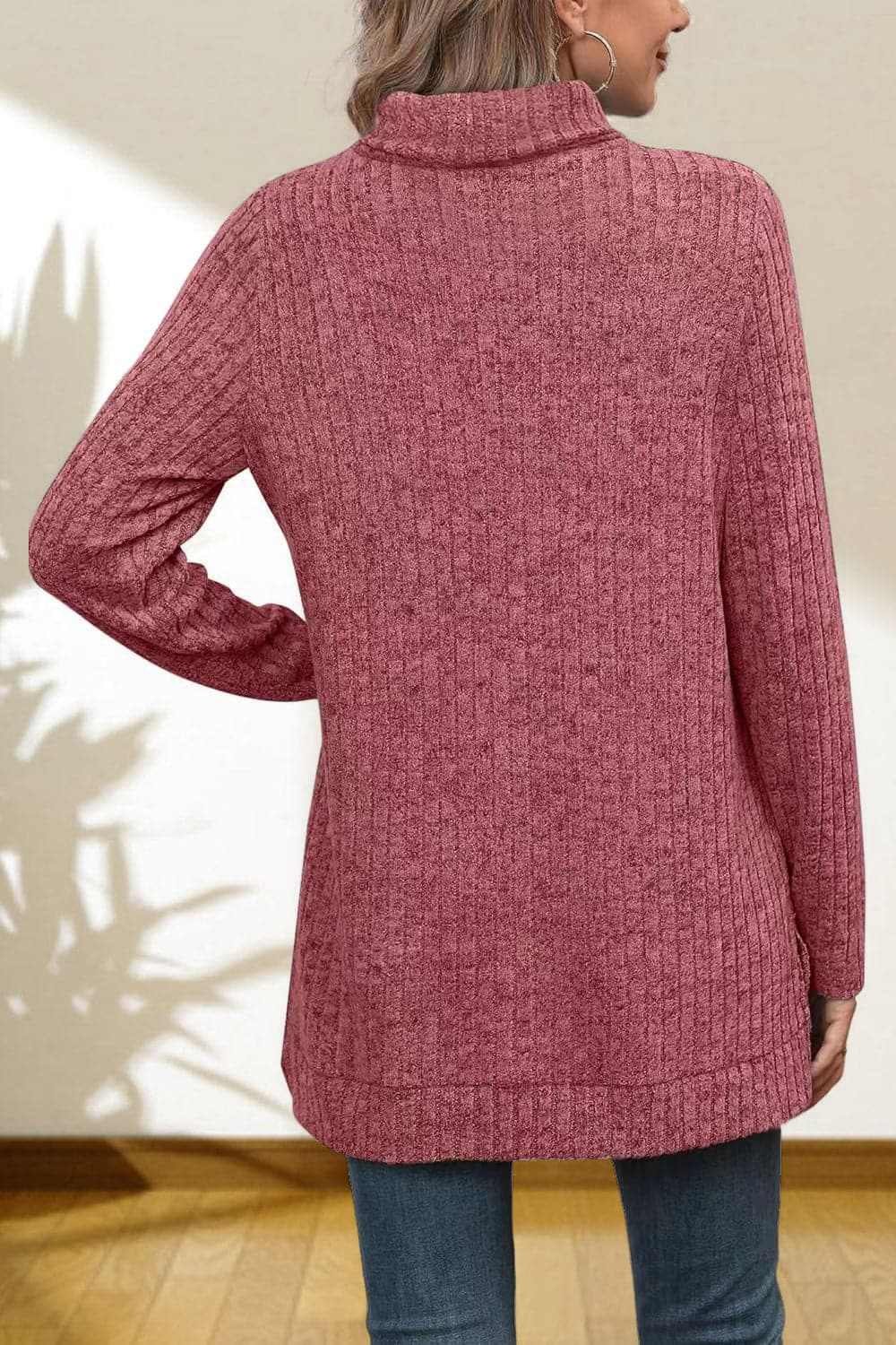 Chic high-low turtleneck top - Love Salve 