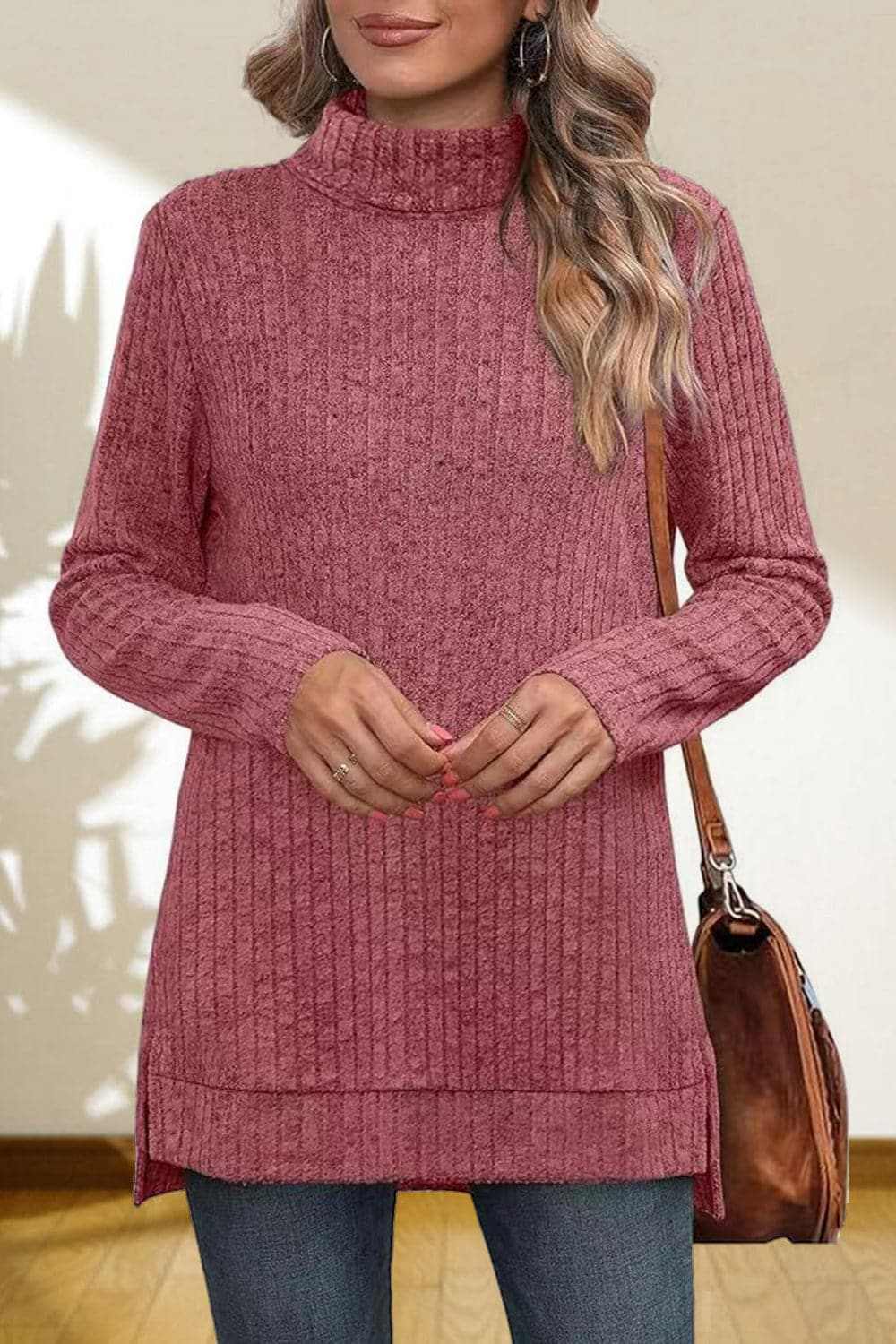 Chic high-low turtleneck top - Love Salve 