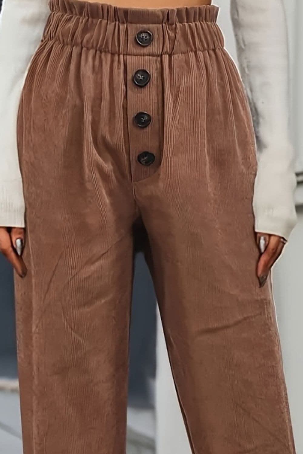 Chic high waist pants with buttons 