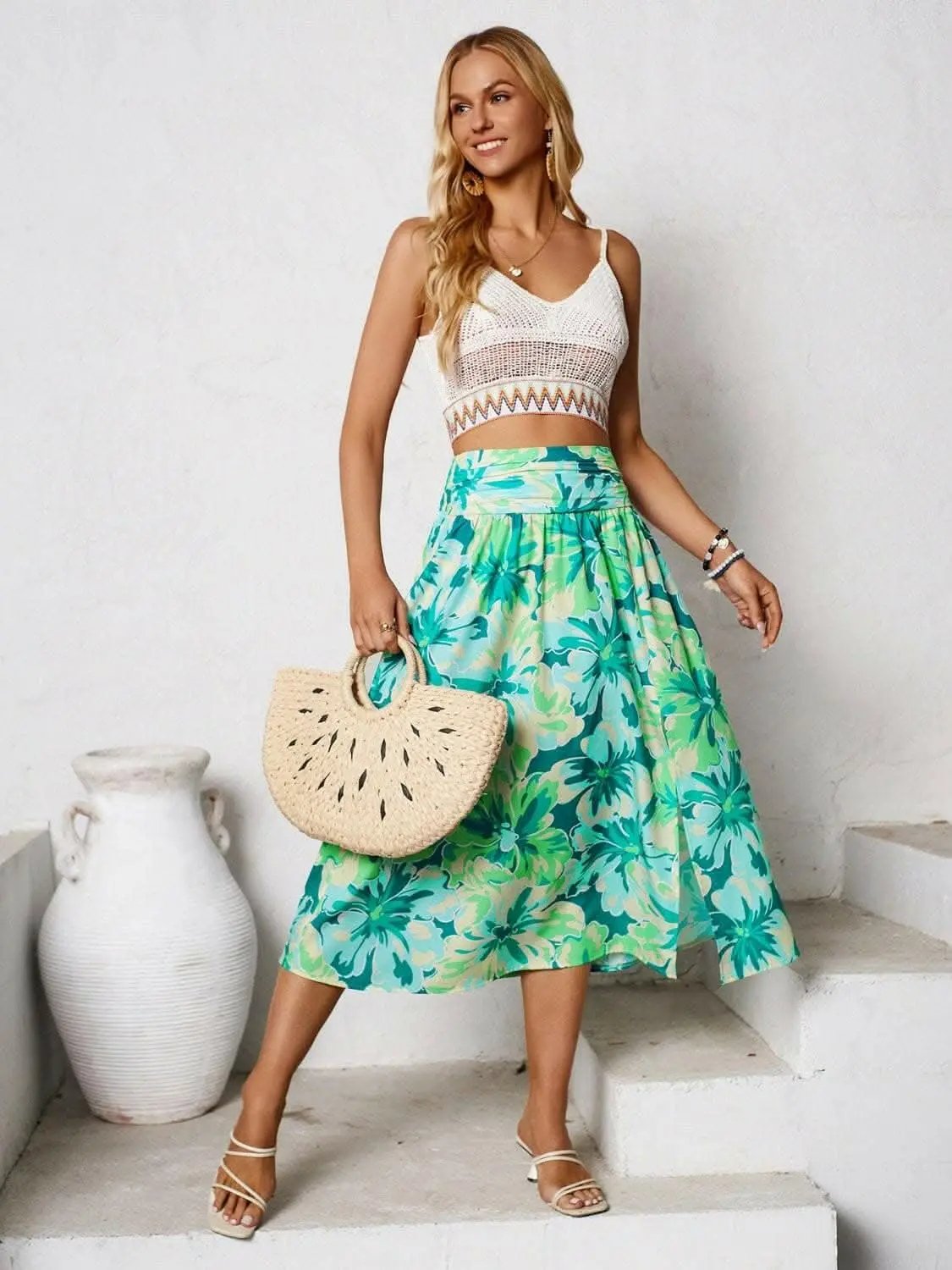 Chic knee-length slit skirt - Love Salve 