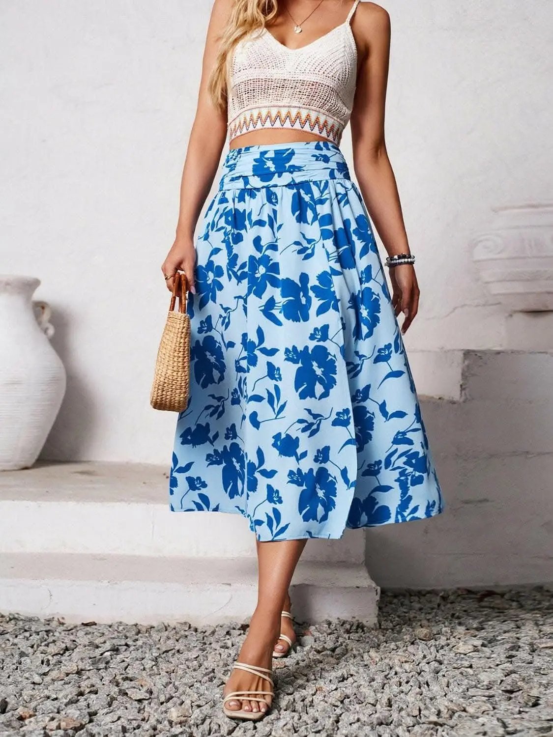 Chic knee-length slit skirt - Love Salve 
