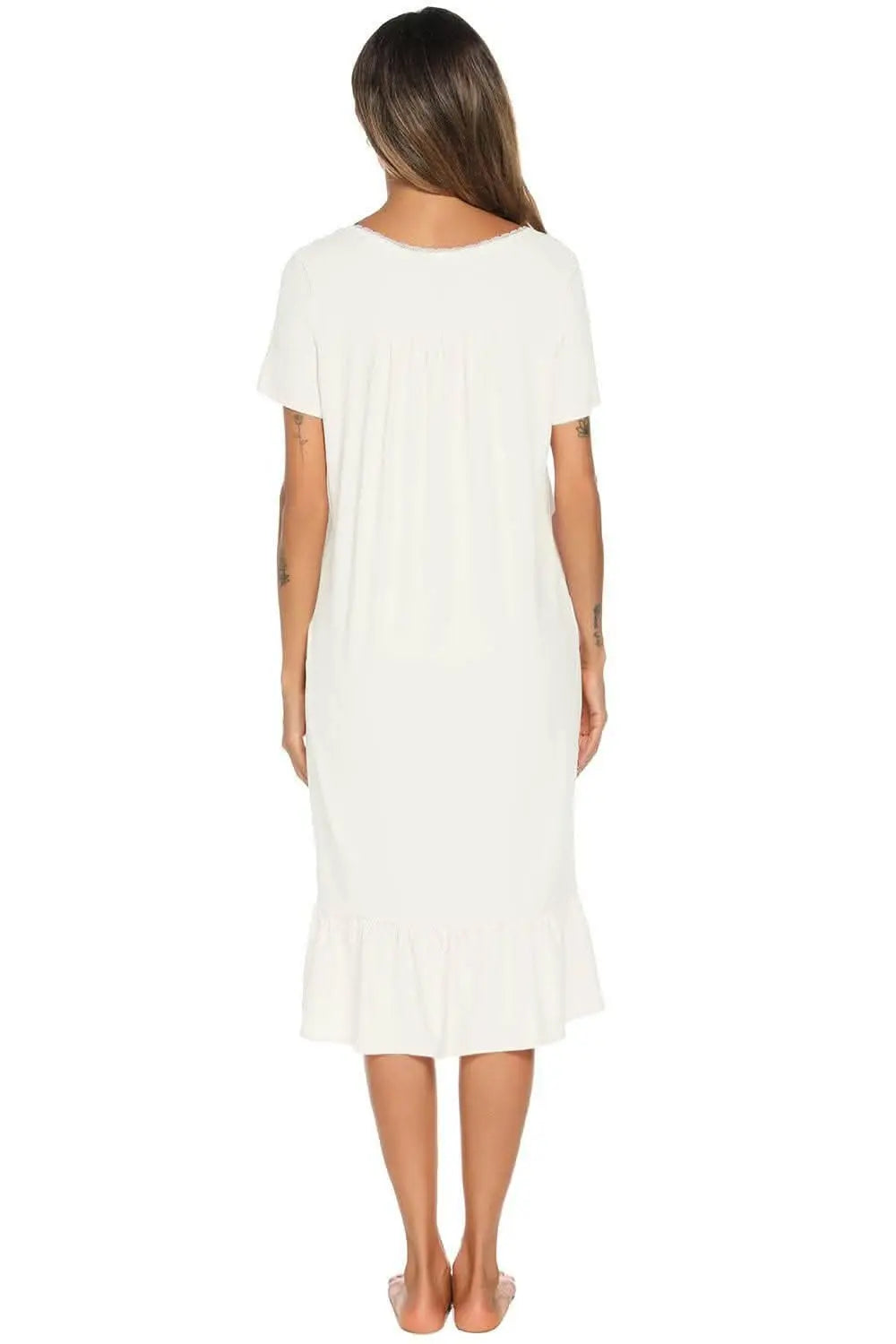 Chic lace-trimmed square neck dress - Love Salve 