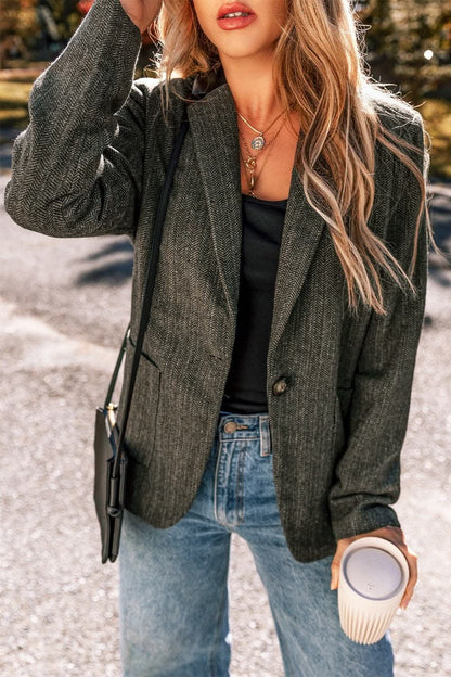 Chic long sleeve blazer with pockets 