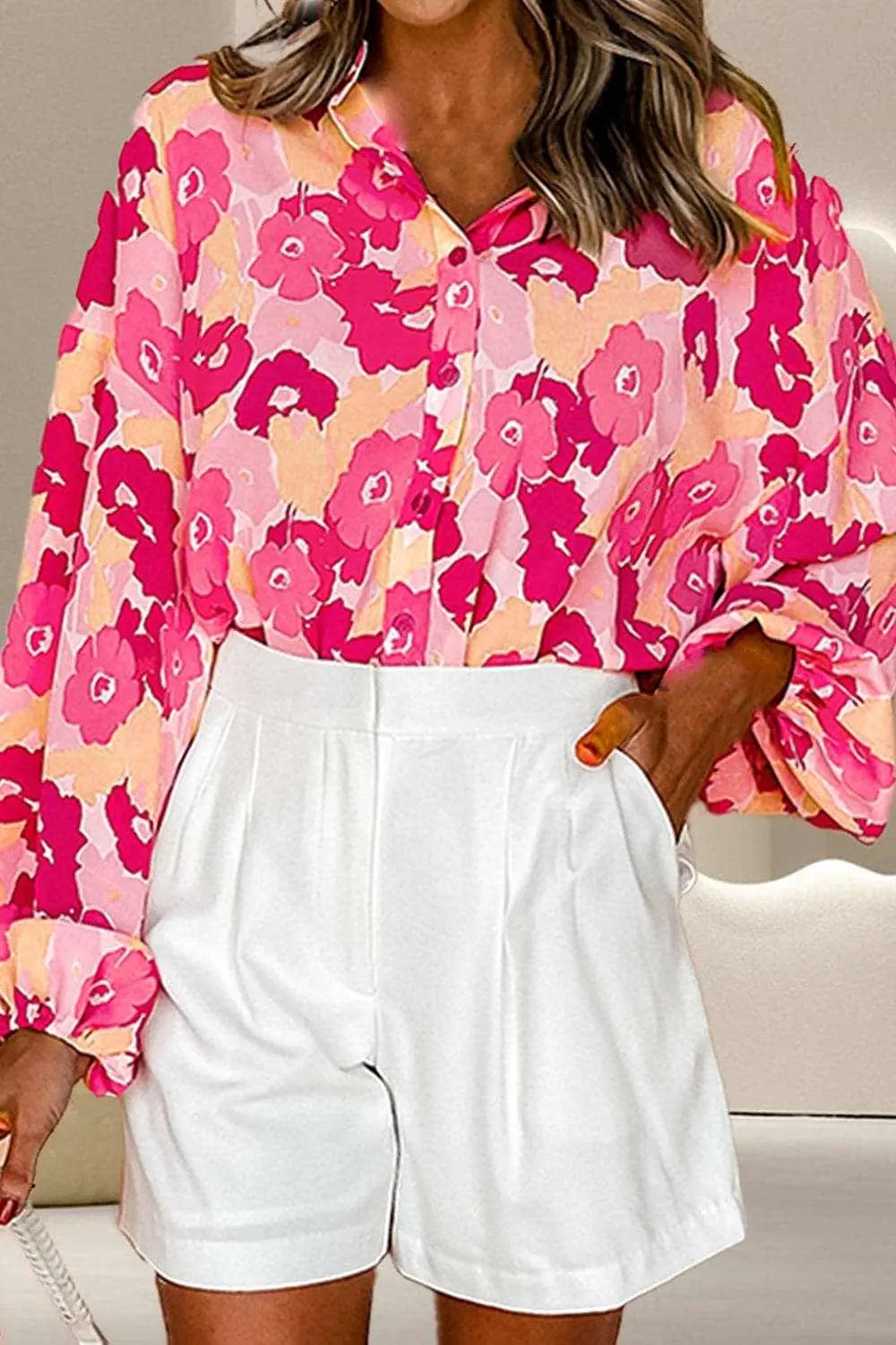 Chic long sleeve blouse with buttons - Love Salve 