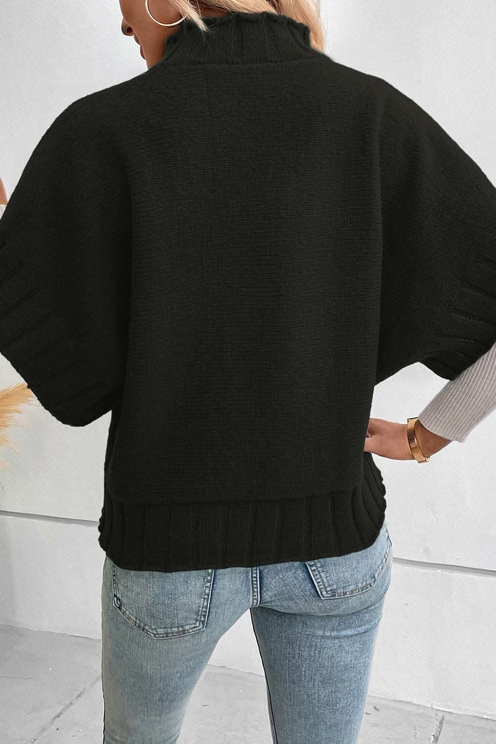 Chic mock neck short sleeve sweater 