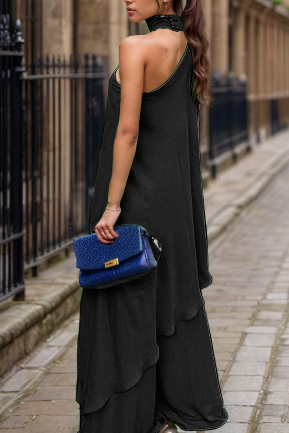 Chic mock neck top and pants set 