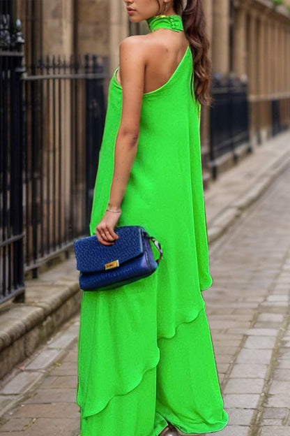 Chic mock neck top and pants set 