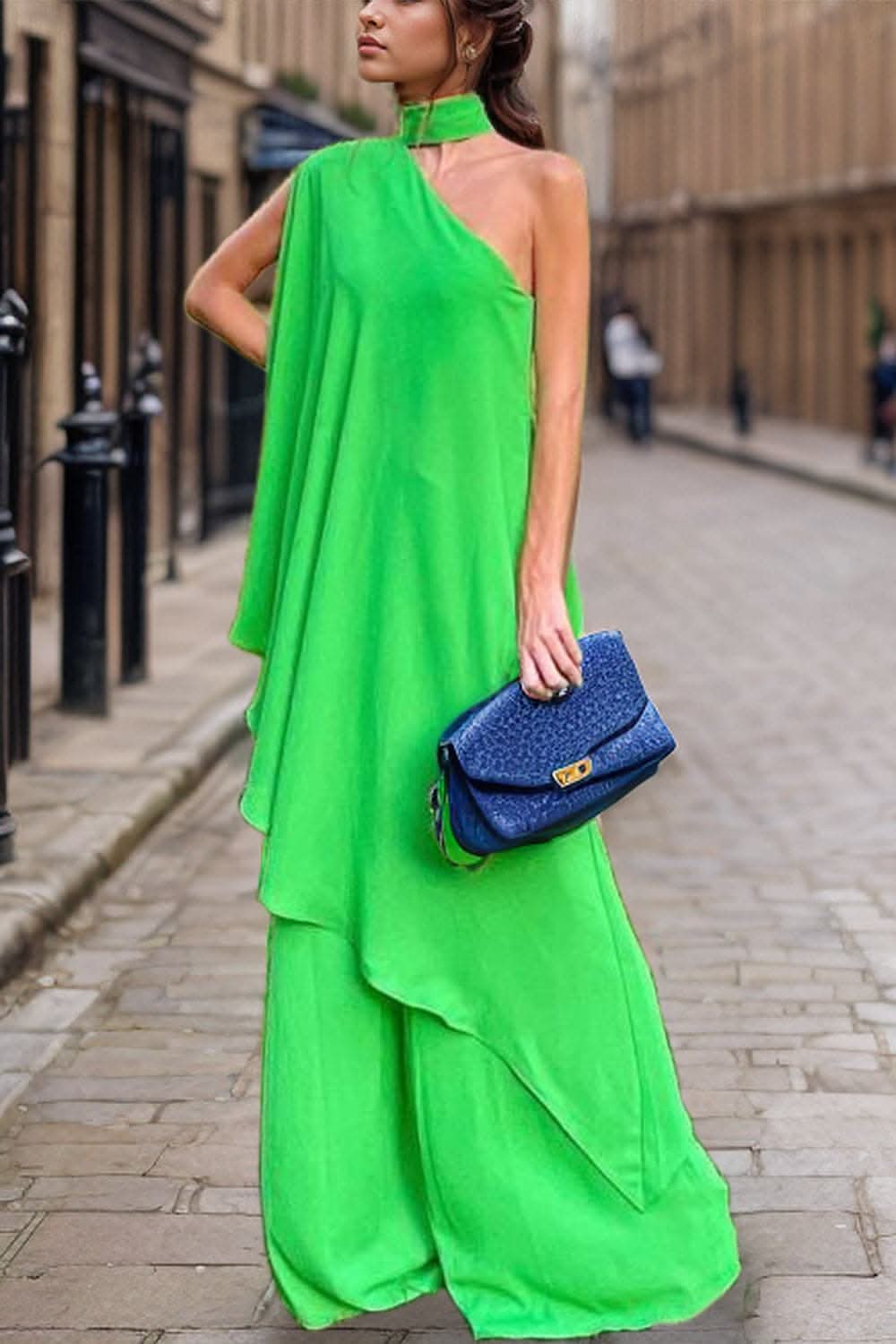 Chic mock neck top and pants set 