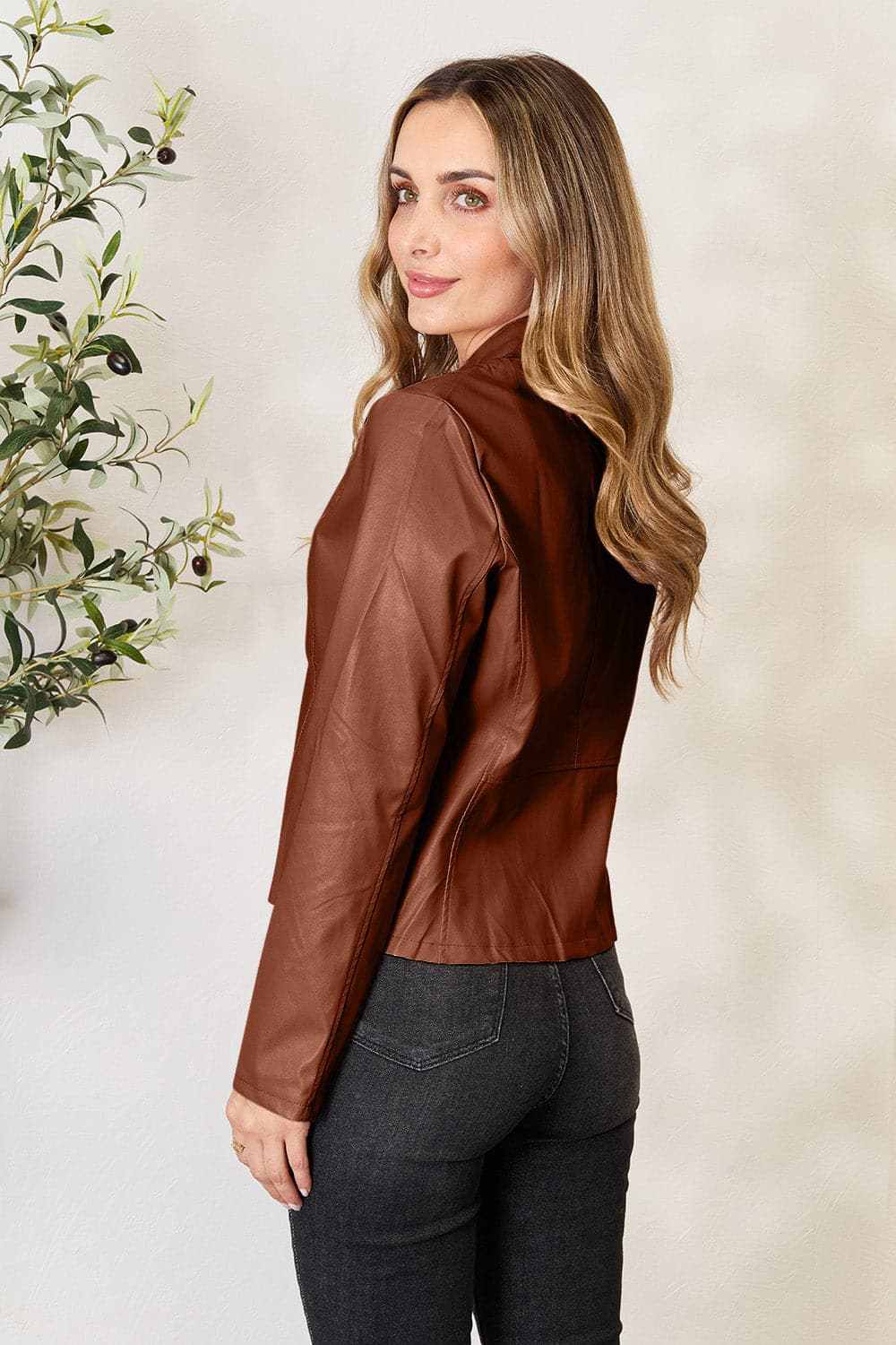 Chic mock neck zip-up jacket - Love Salve 