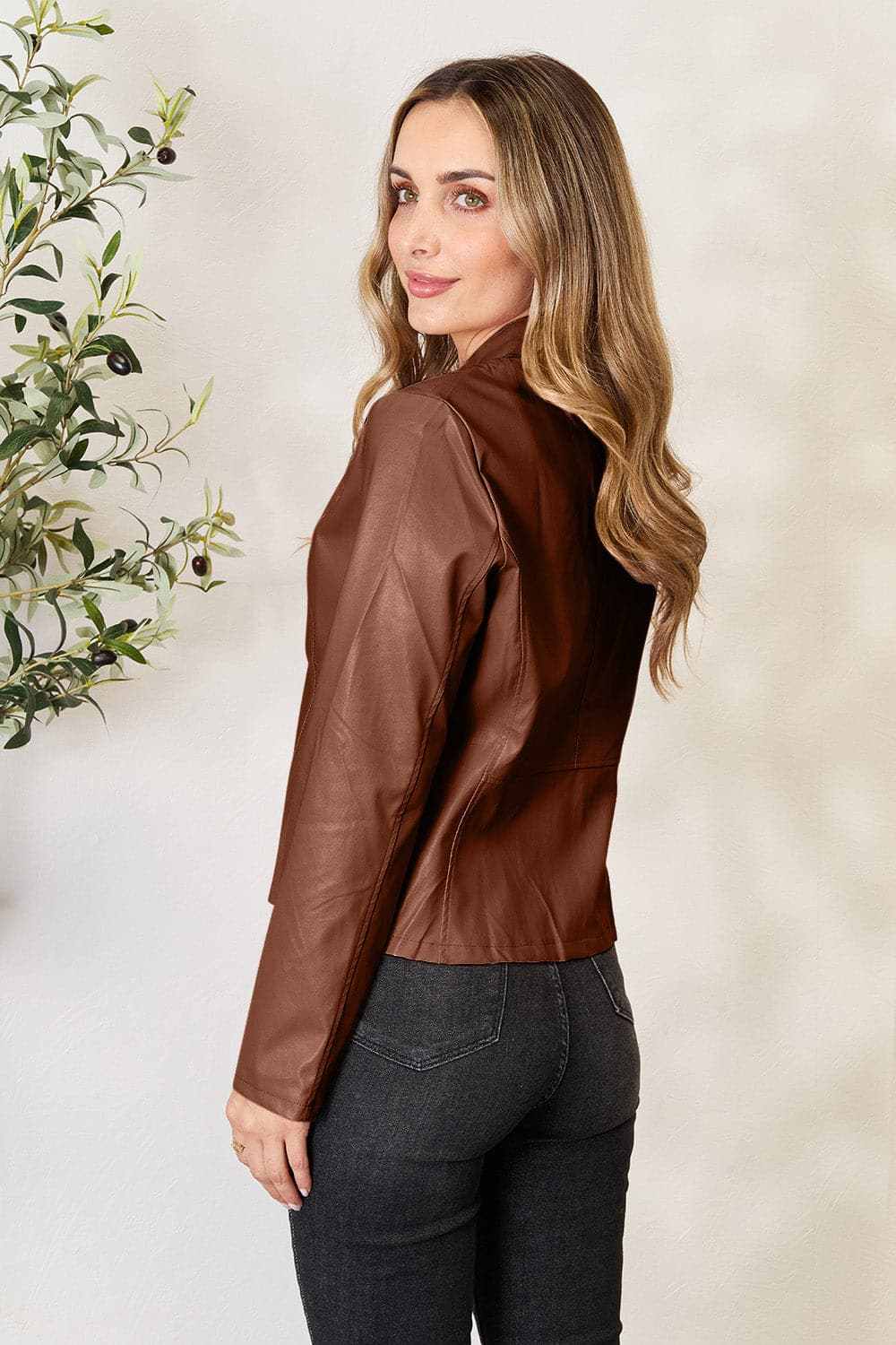 Chic mock neck zip-up jacket - Love Salve 