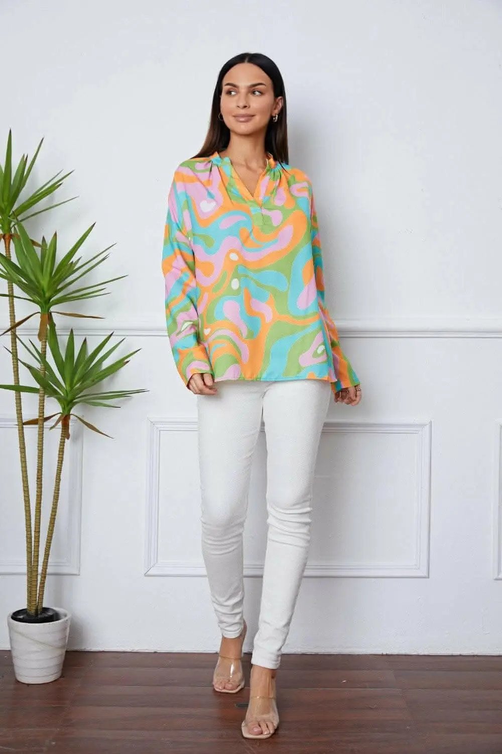 Chic notched blouse in prints - Love Salve 