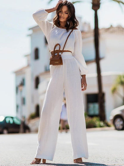 Chic off-shoulder cotton set 