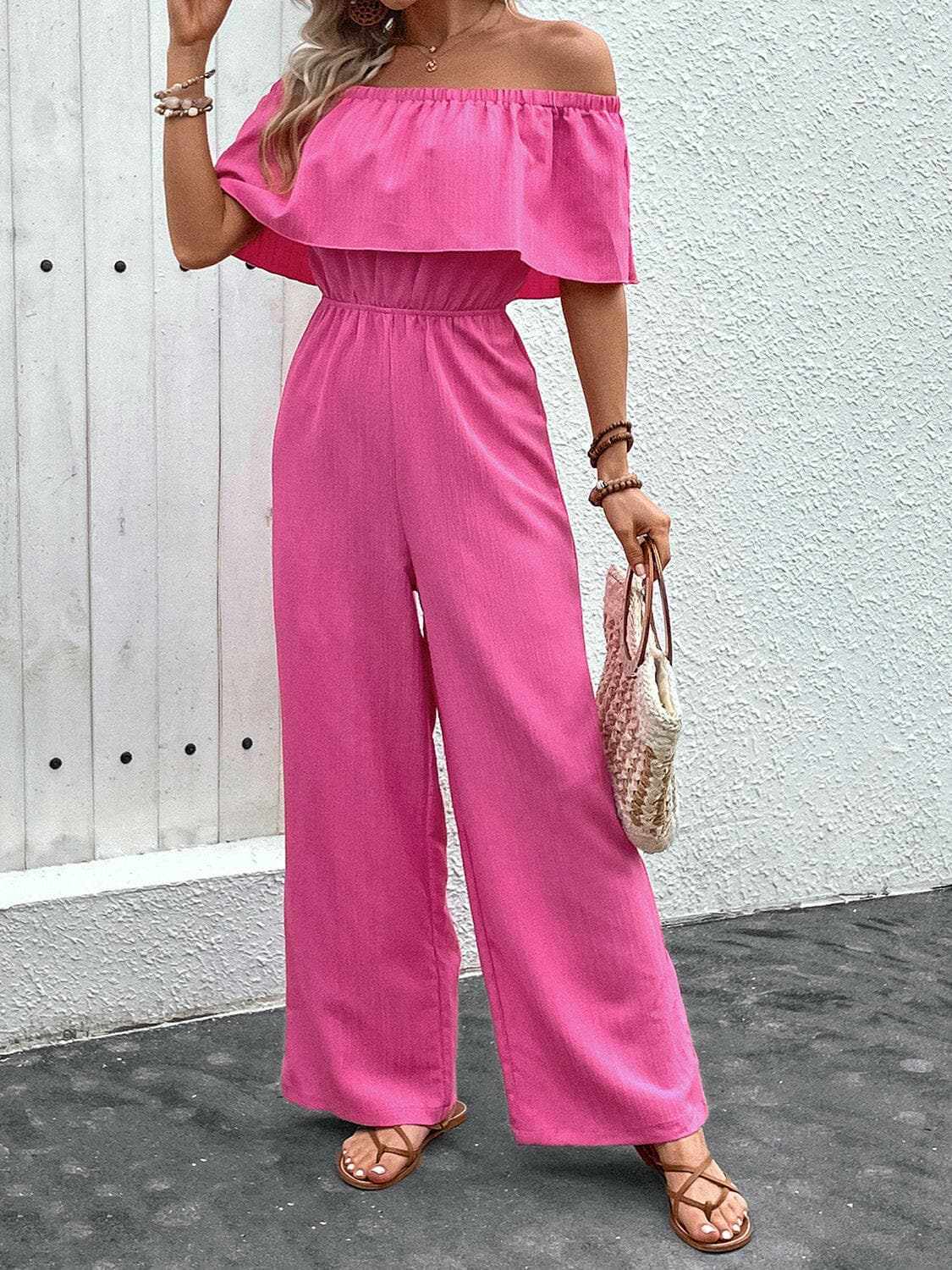 Chic off-shoulder wide-leg jumpsuit - Love Salve 