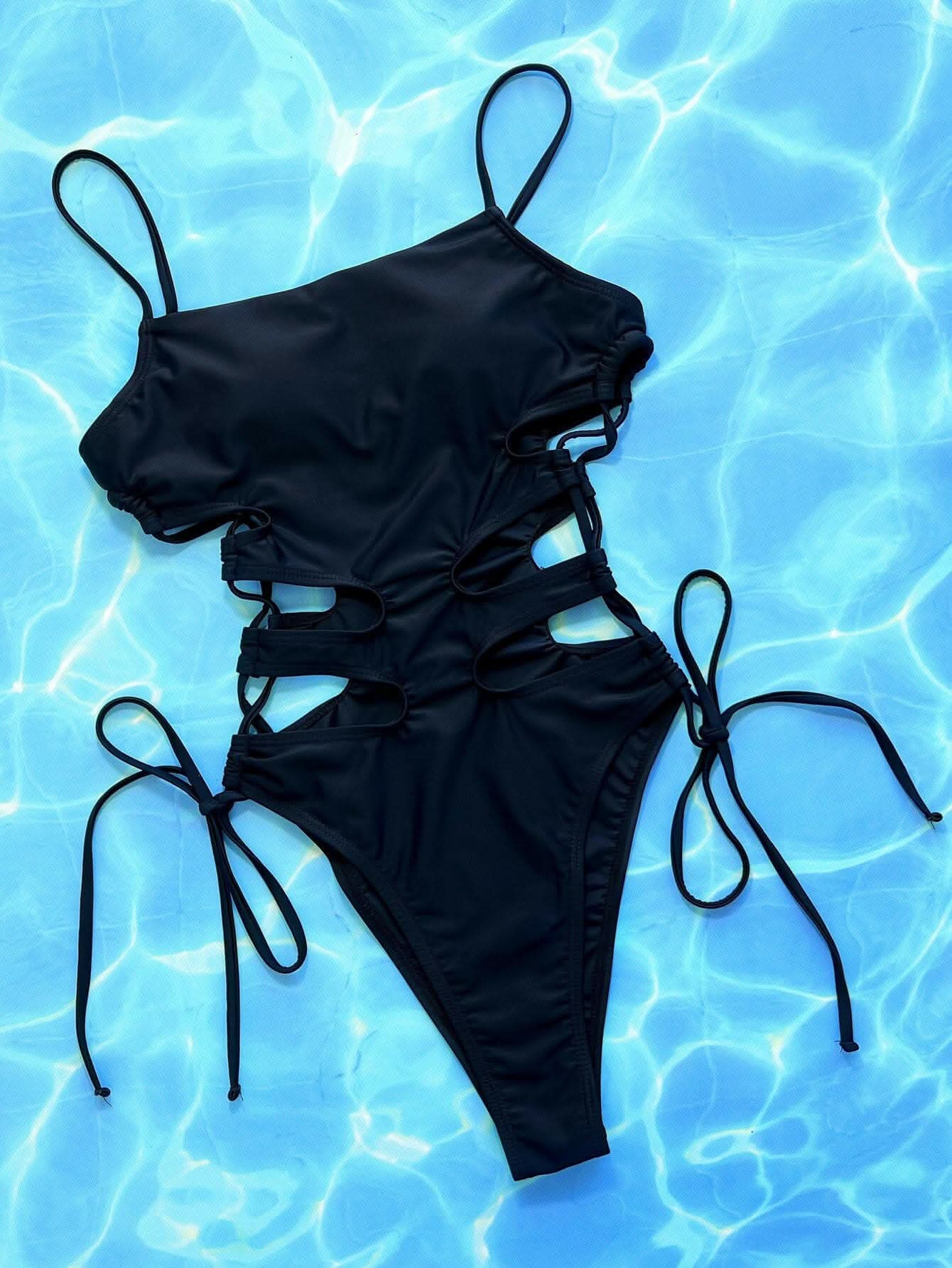 Chic one-piece swimsuit with lace-up design 