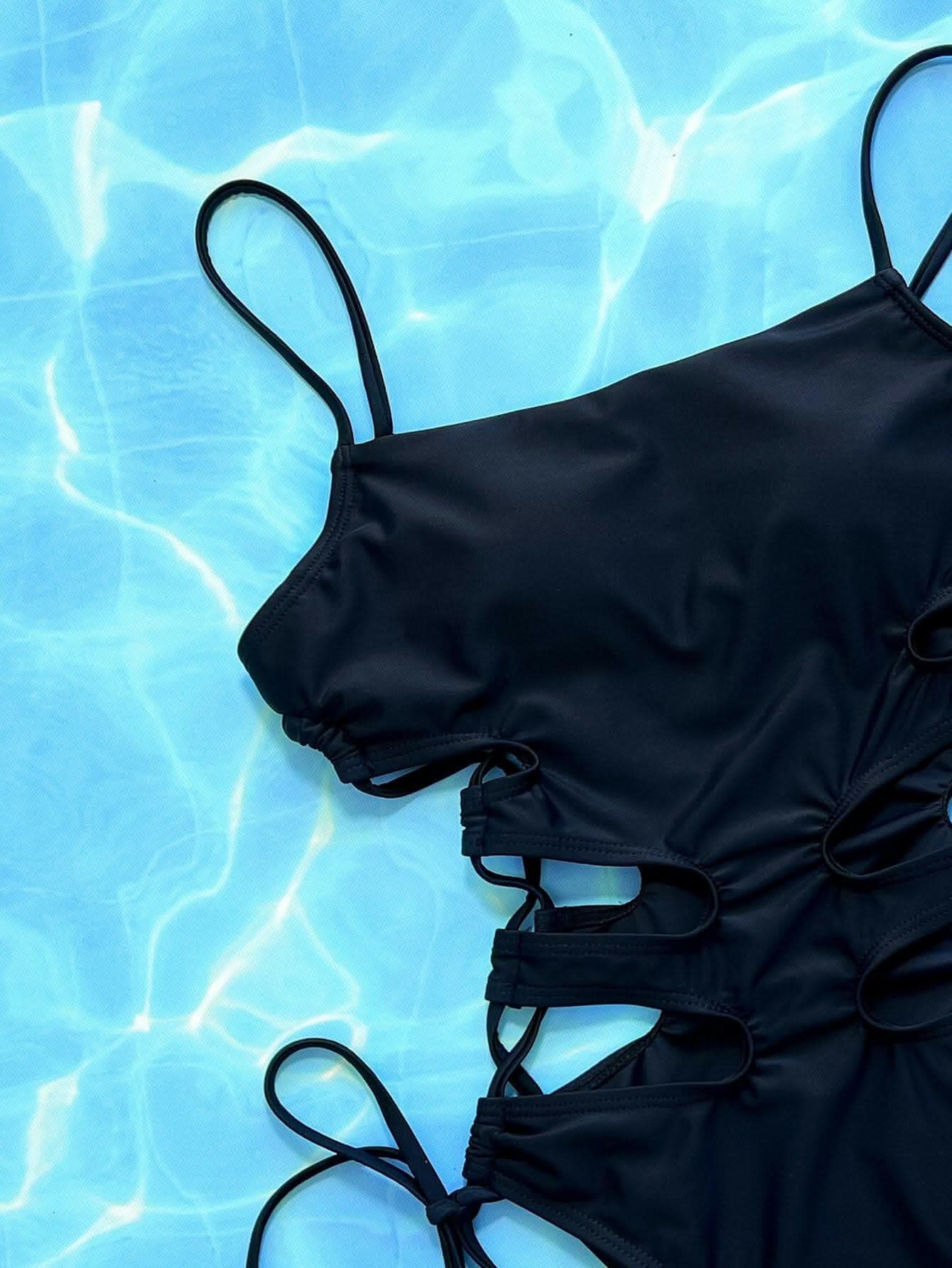 Chic one-piece swimsuit with lace-up design 