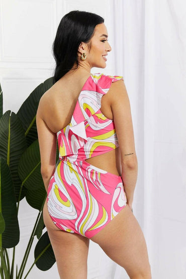 Chic one-shoulder pink swimsuit by Marina West - Love Salve 