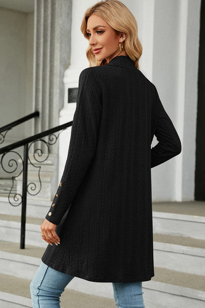 Chic open front cardigan with buttons 