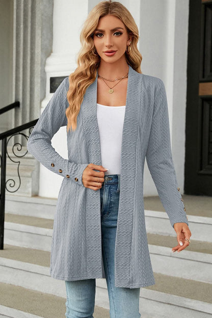 Chic open front cardigan with buttons 