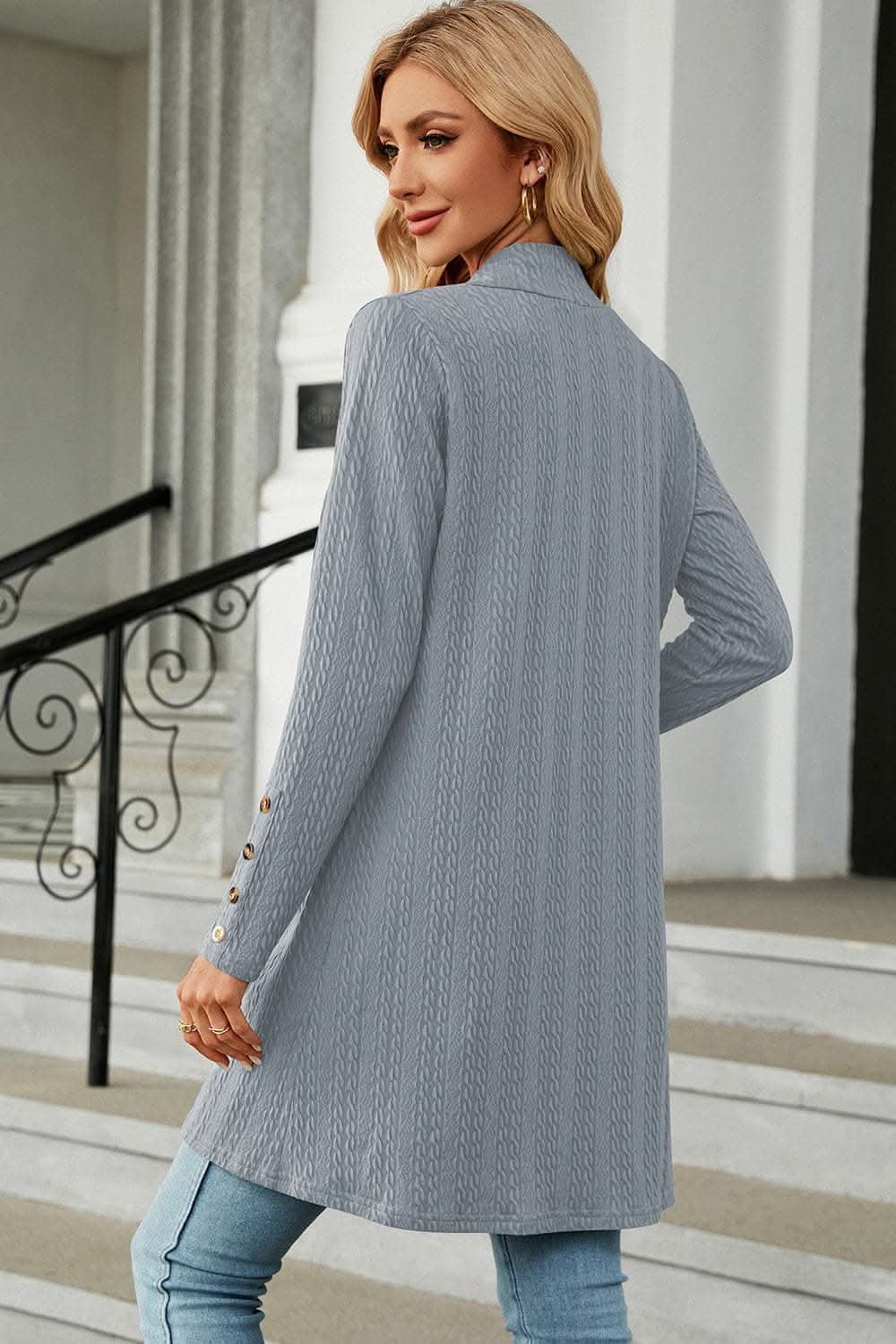 Chic open front cardigan with buttons 