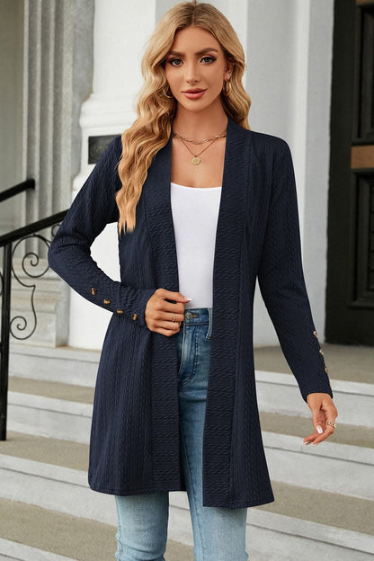 Chic open front cardigan with buttons 