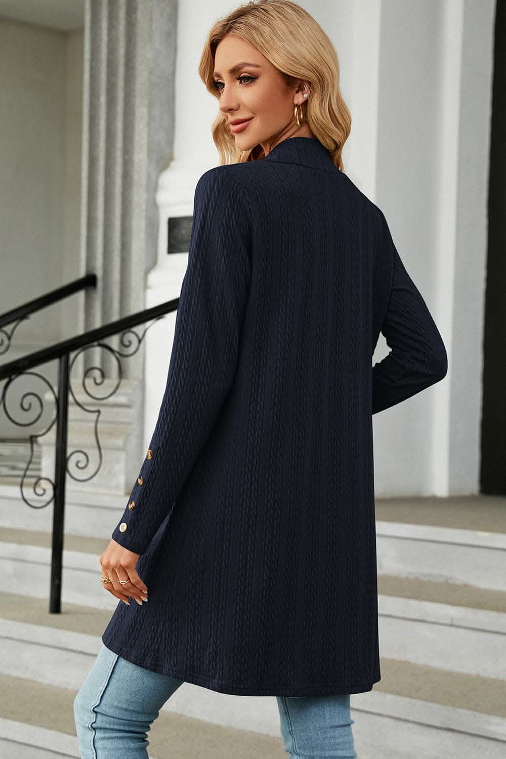 Chic open front cardigan with buttons 