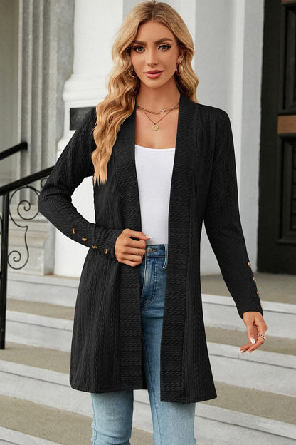 Chic open front cardigan with buttons 
