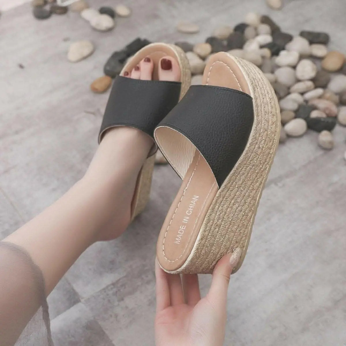Chic open toe elevated sandals - Love Salve 