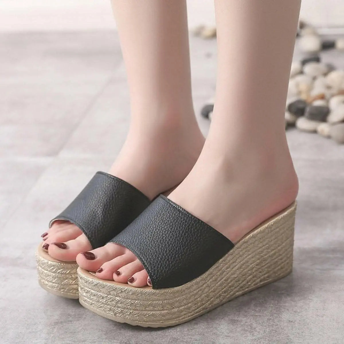 Chic open toe elevated sandals - Love Salve 