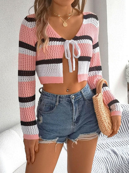 Chic openwork knit top - long sleeve 