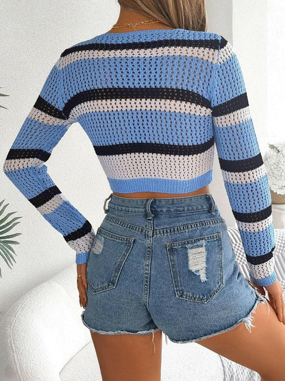 Chic openwork knit top - long sleeve 