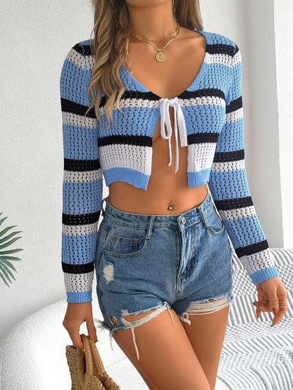 Chic openwork knit top - long sleeve 