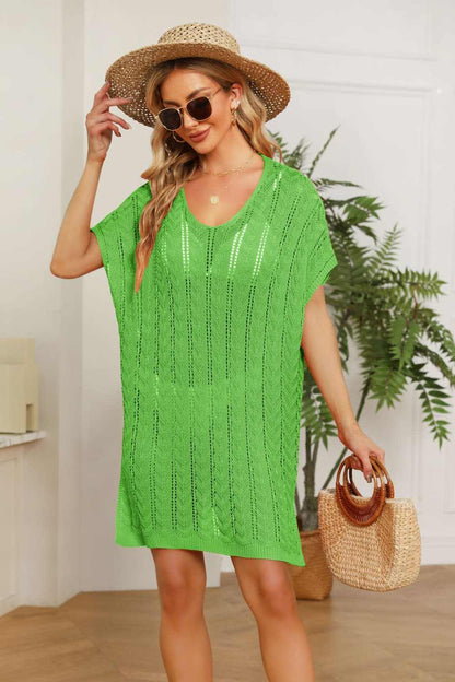 Chic openwork mini dress with slits - Love Salve 