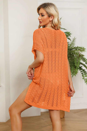 Chic openwork mini dress with slits - Love Salve 