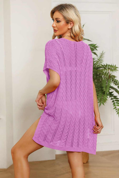 Chic openwork mini dress with slits - Love Salve 