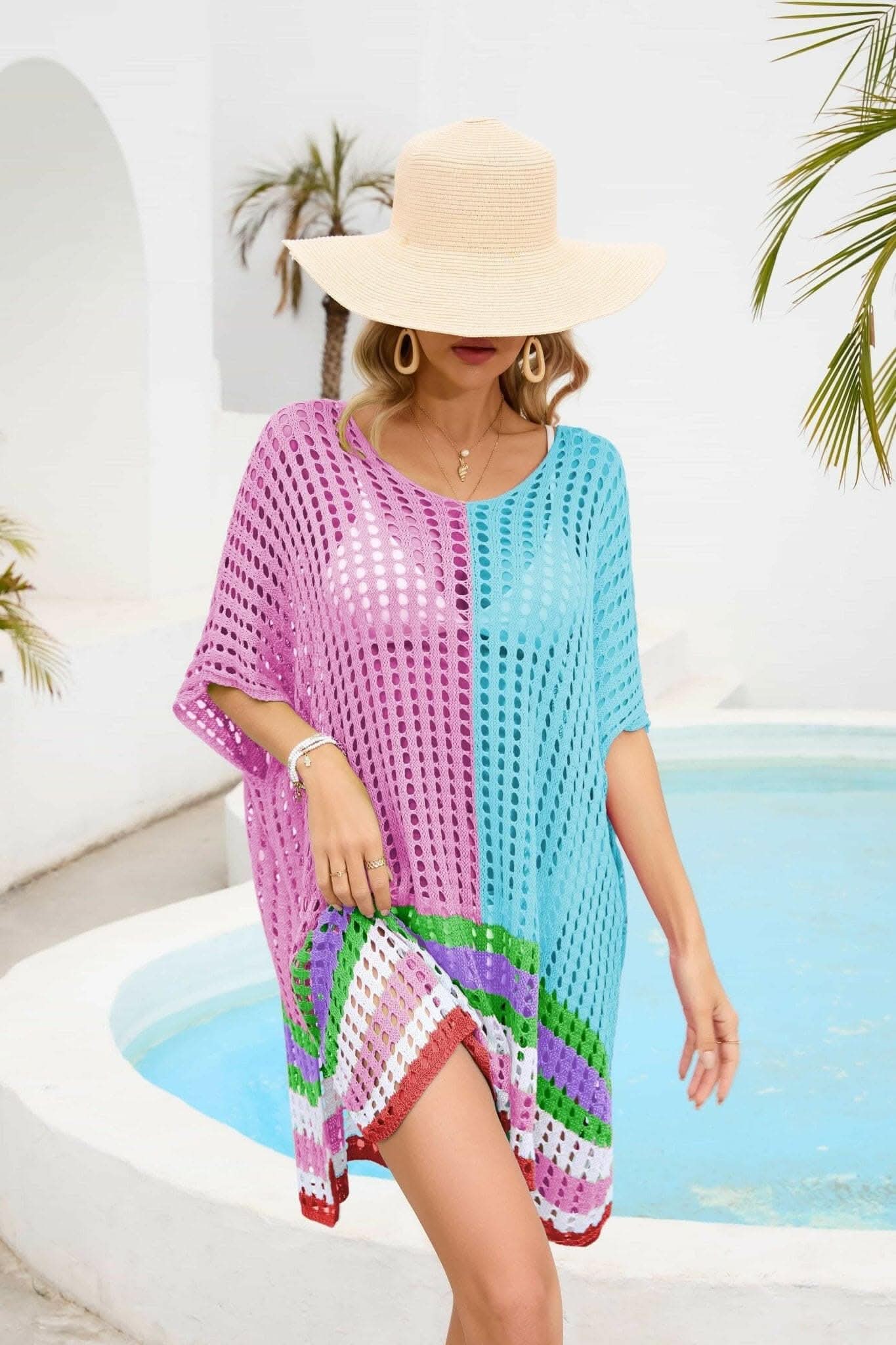 Chic openwork scoop neck cover-up 