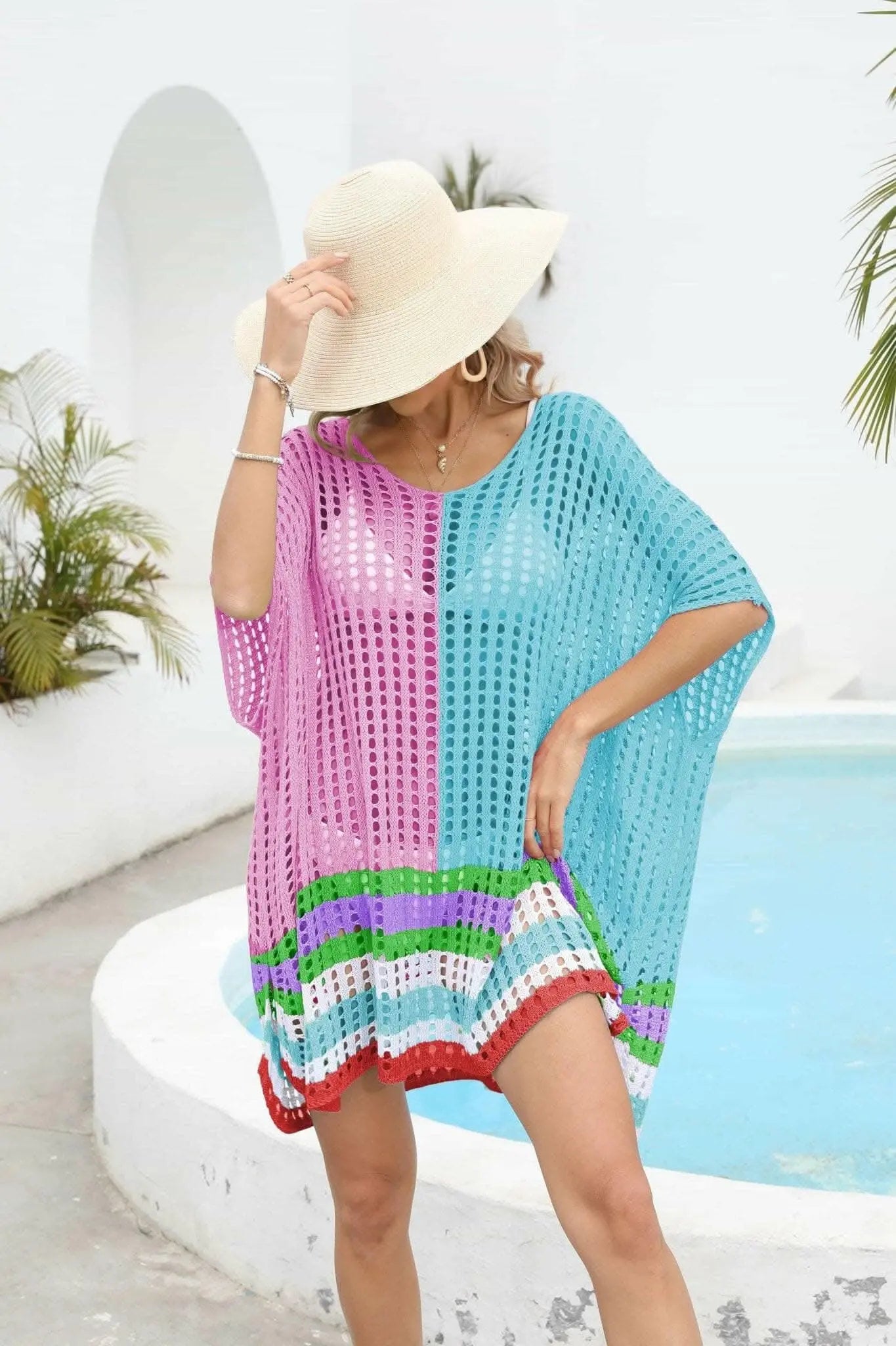Chic openwork scoop neck cover-up - Love Salve 