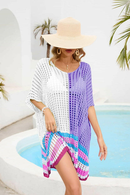 Chic openwork scoop neck cover-up 