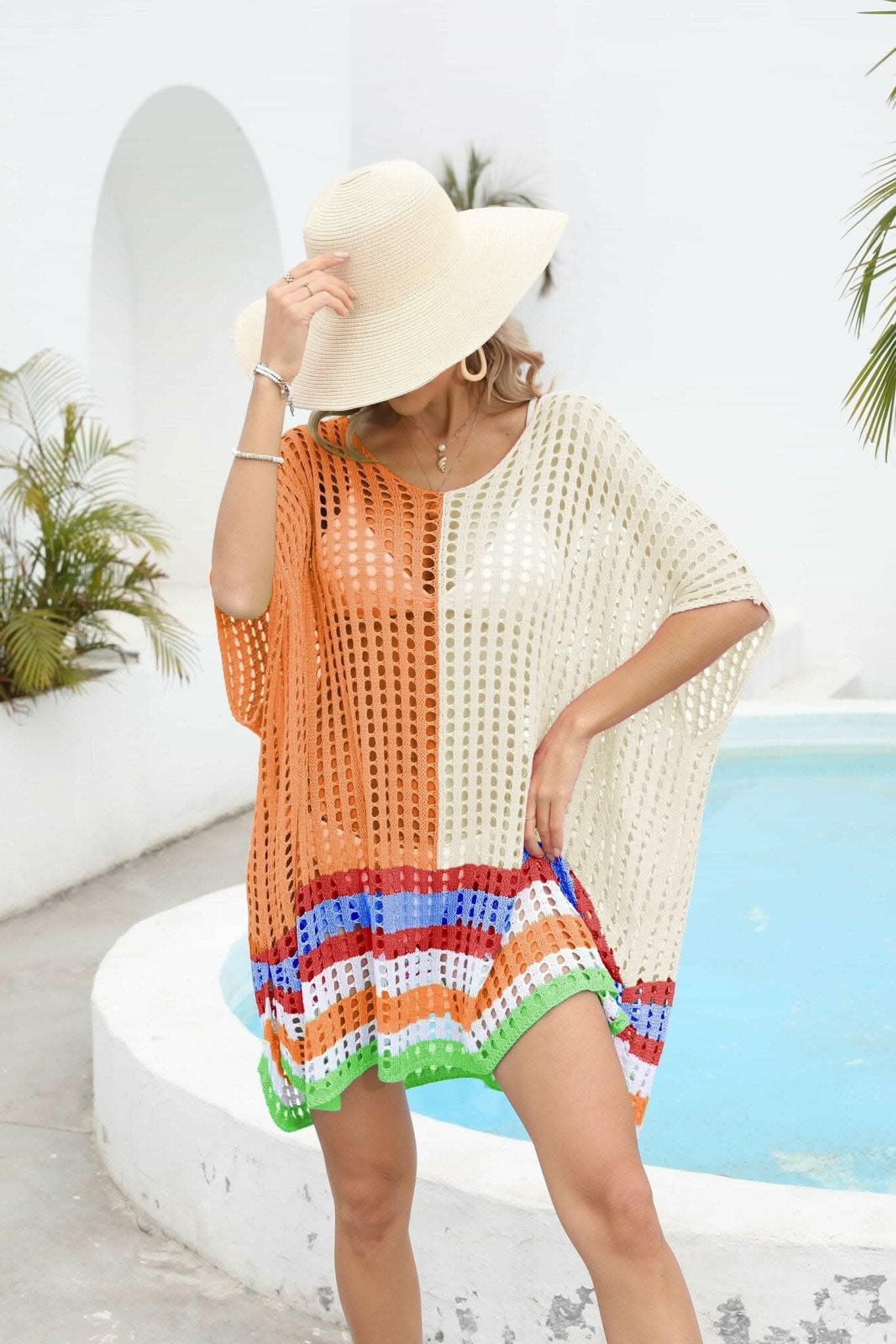 Chic openwork scoop neck cover-up 
