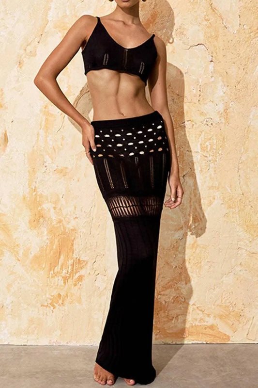 Chic openwork swim cover-up set - Love Salve 