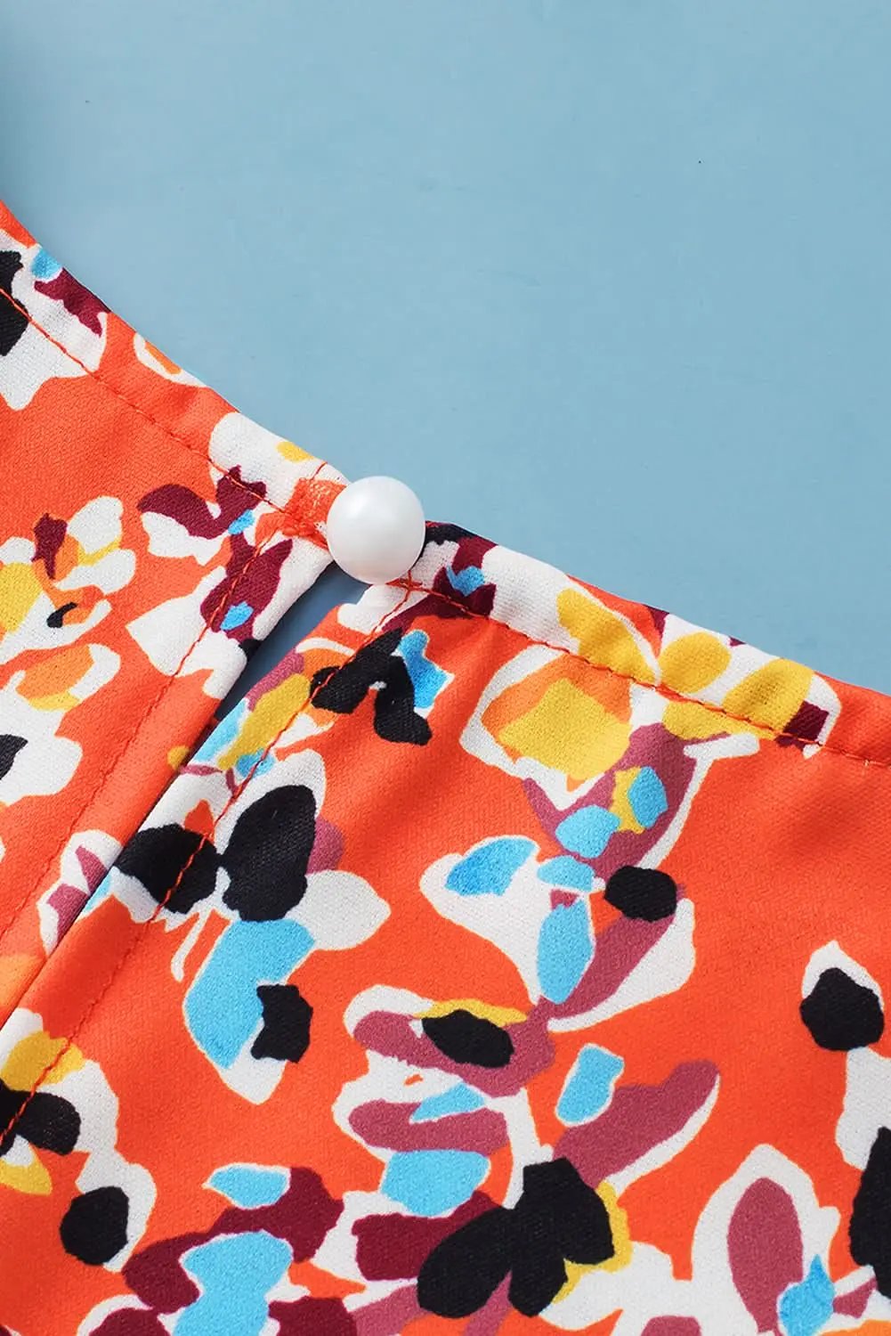 Chic orange floral ruffle sleeve top - Love Salve 