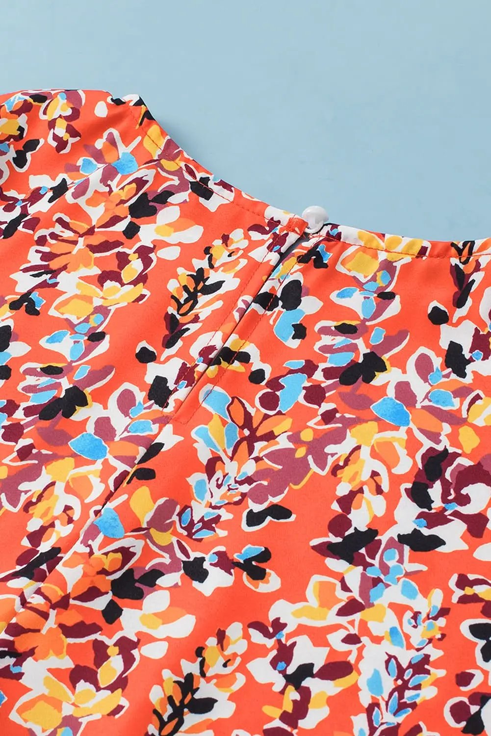 Chic orange floral ruffle sleeve top - Love Salve 