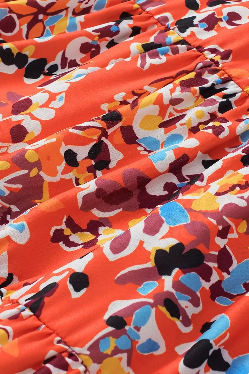 Chic orange floral ruffle sleeve top - Love Salve 