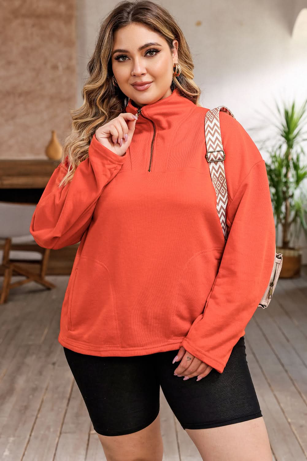 Chic orange plus size sweatshirt 