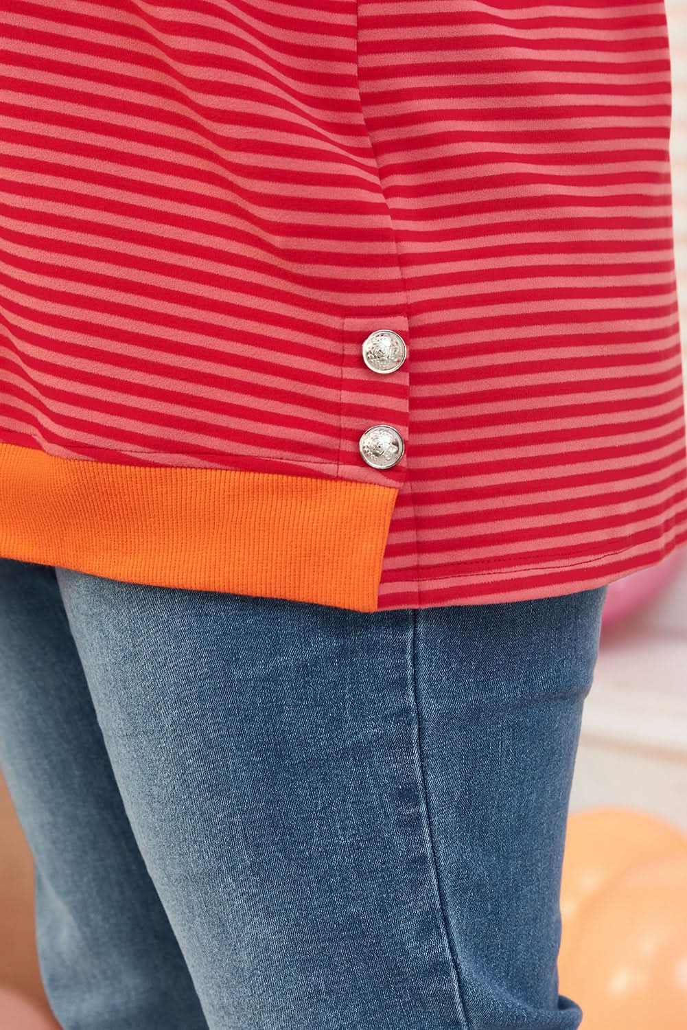 Chic orange striped plus size top - Love Salve 