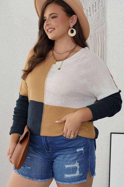 Chic oversized color block sweater 
