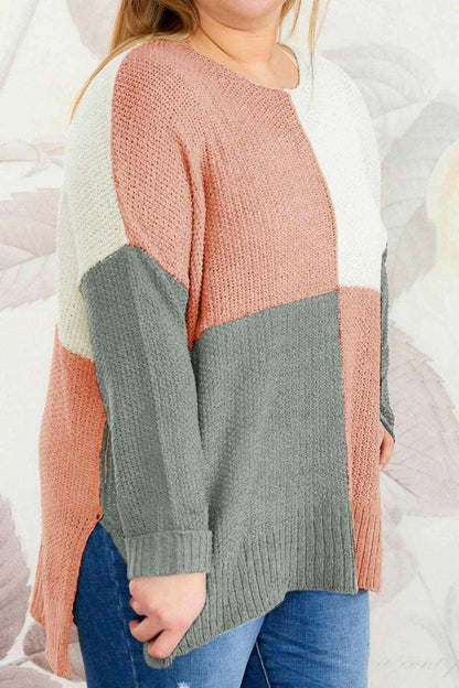 Chic oversized color block sweater 