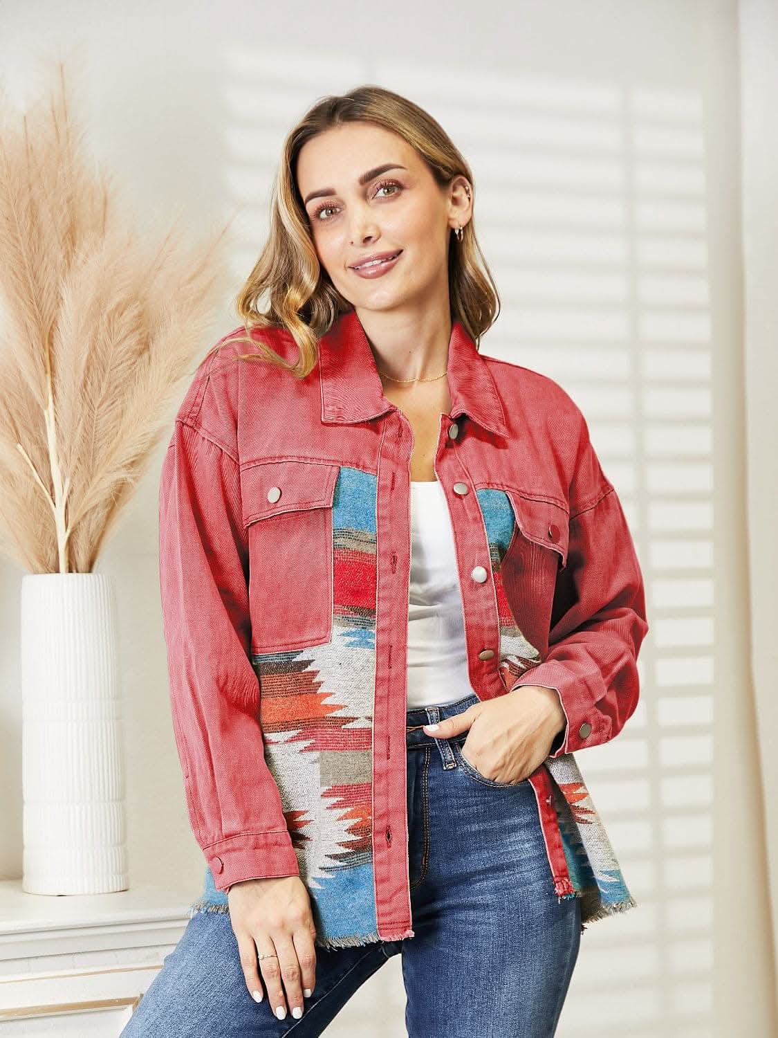 Chic oversized denim jacket with print 